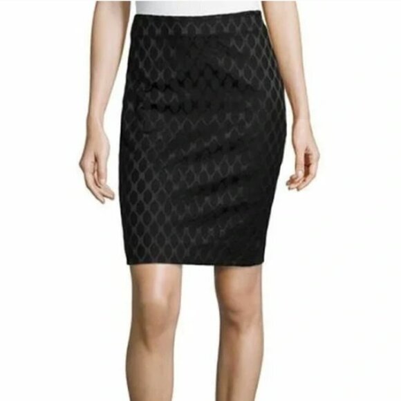 Diane Von Furstenberg Emma Diamond Pencil Skirt in Black sz 0 - Picture 1 of 5